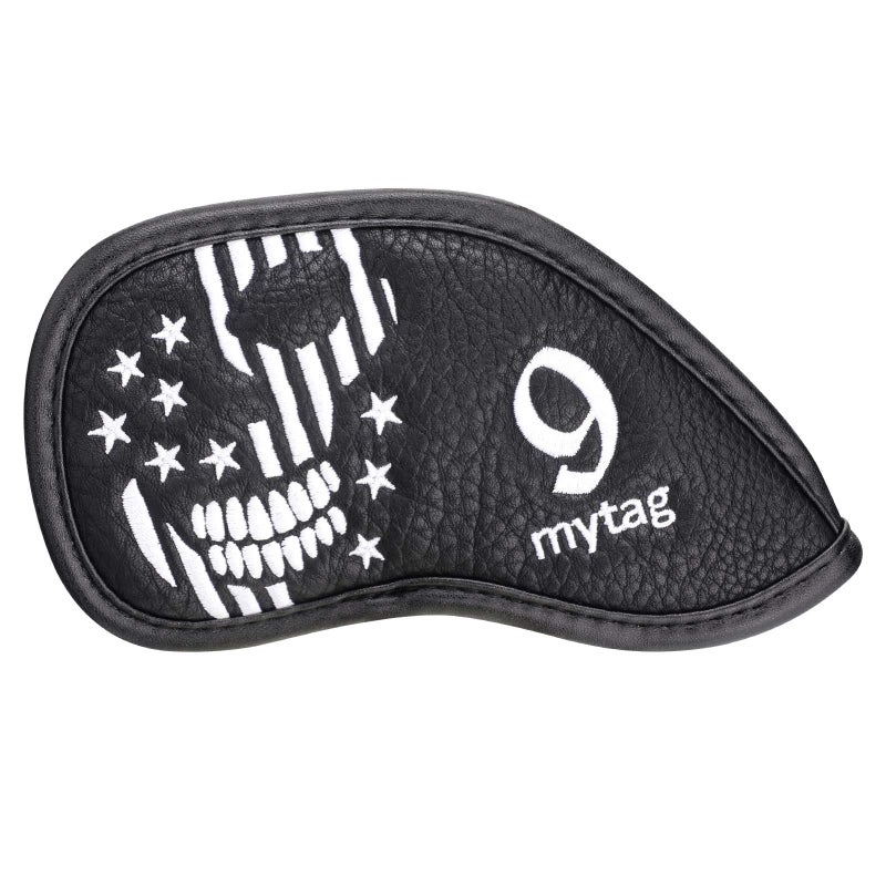 غطاء رأس Caiobob Mytag Golf Iron Head غطاء رأس إسفين مجموعة غطاء رأس من الجلد الصناعي الأسود على شكل جمجمة هيكل عظمي (مجموعة حديد 10 قطع (3 4 5 6 7 8 9 P A S)) - Image 2